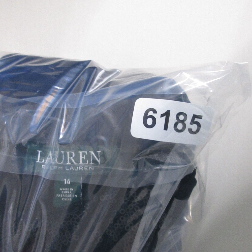 Lauren Ralph Lauren Black Sequin Faux Wrap Ruche Long Sleeve Dress - Picture 12 of 12